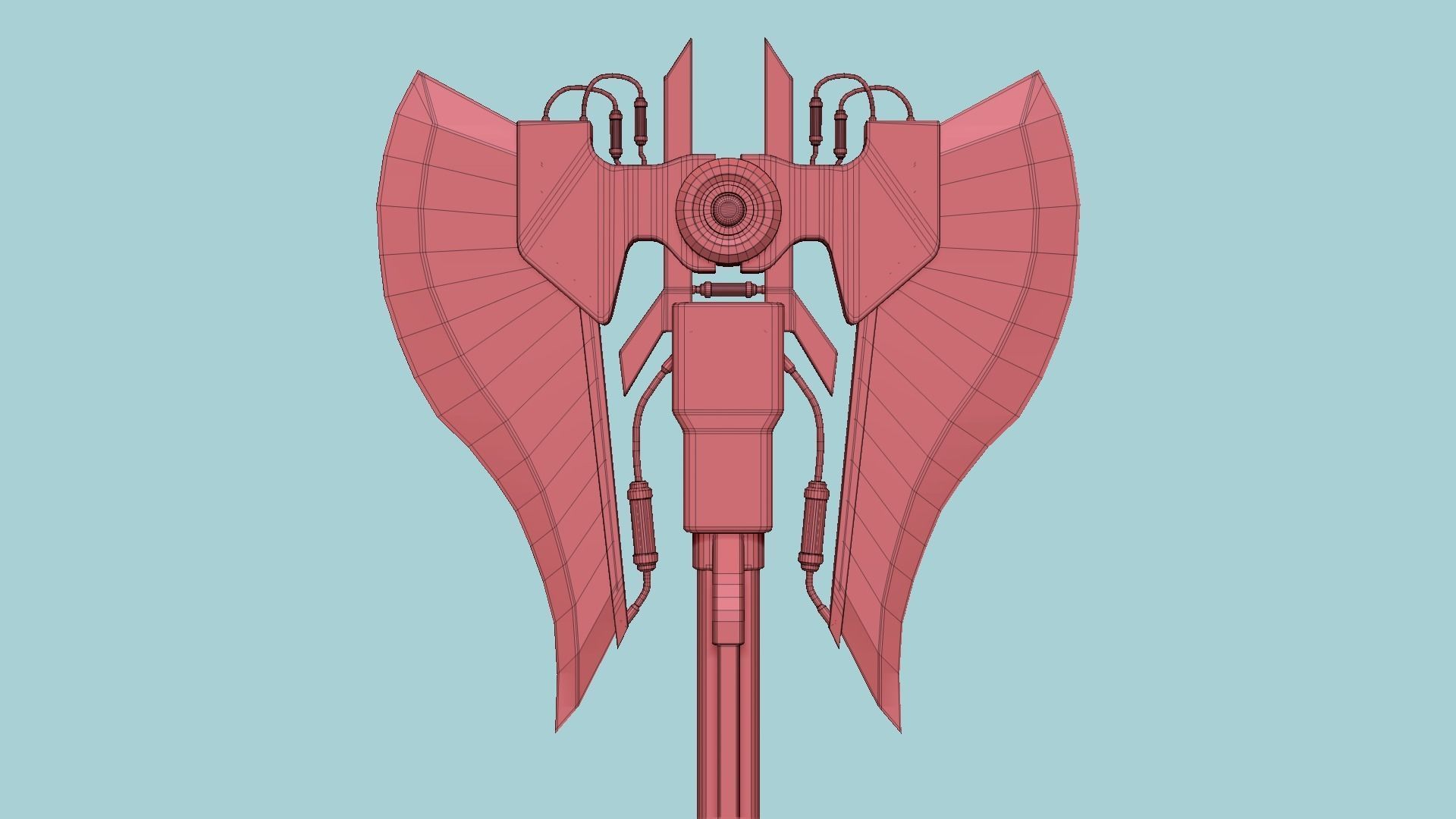 SciFi War Axe B04 Black Red - Sci Fi Weapon Design Low-poly 3D model_17