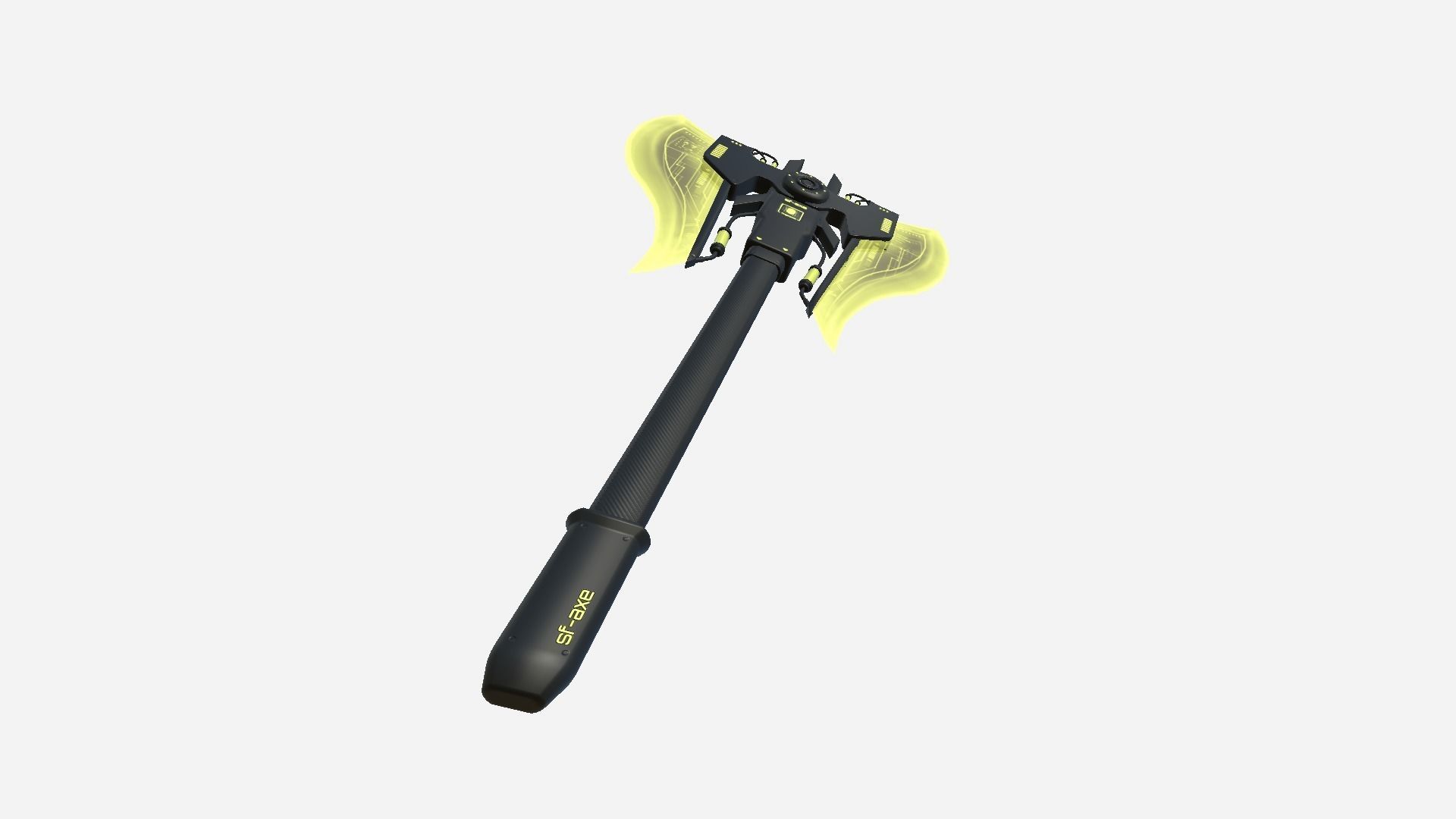 SciFi War Axe B05 Black Yellow - Sci Fi Weapon Design Low-poly 3D model_2