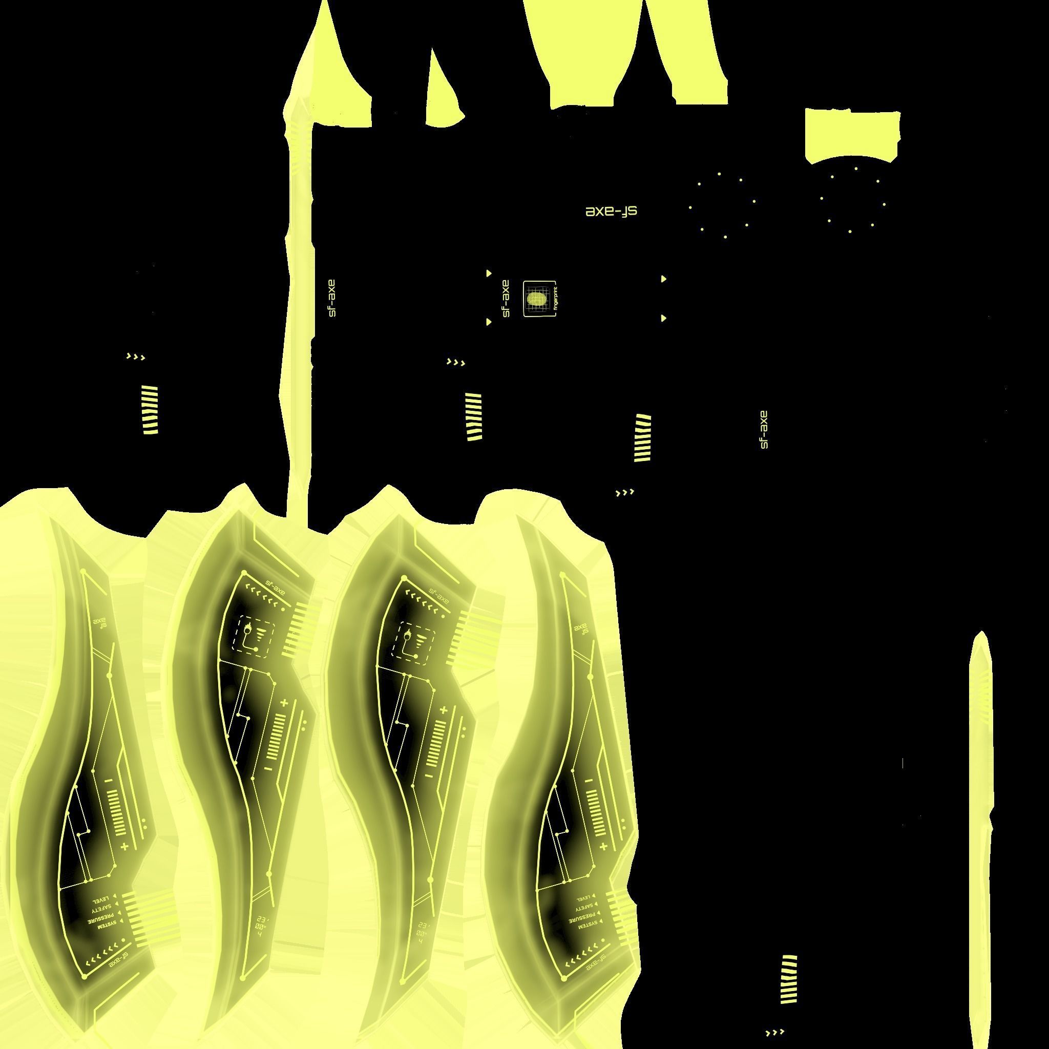 SciFi War Axe B05 Black Yellow - Sci Fi Weapon Design Low-poly 3D model_21