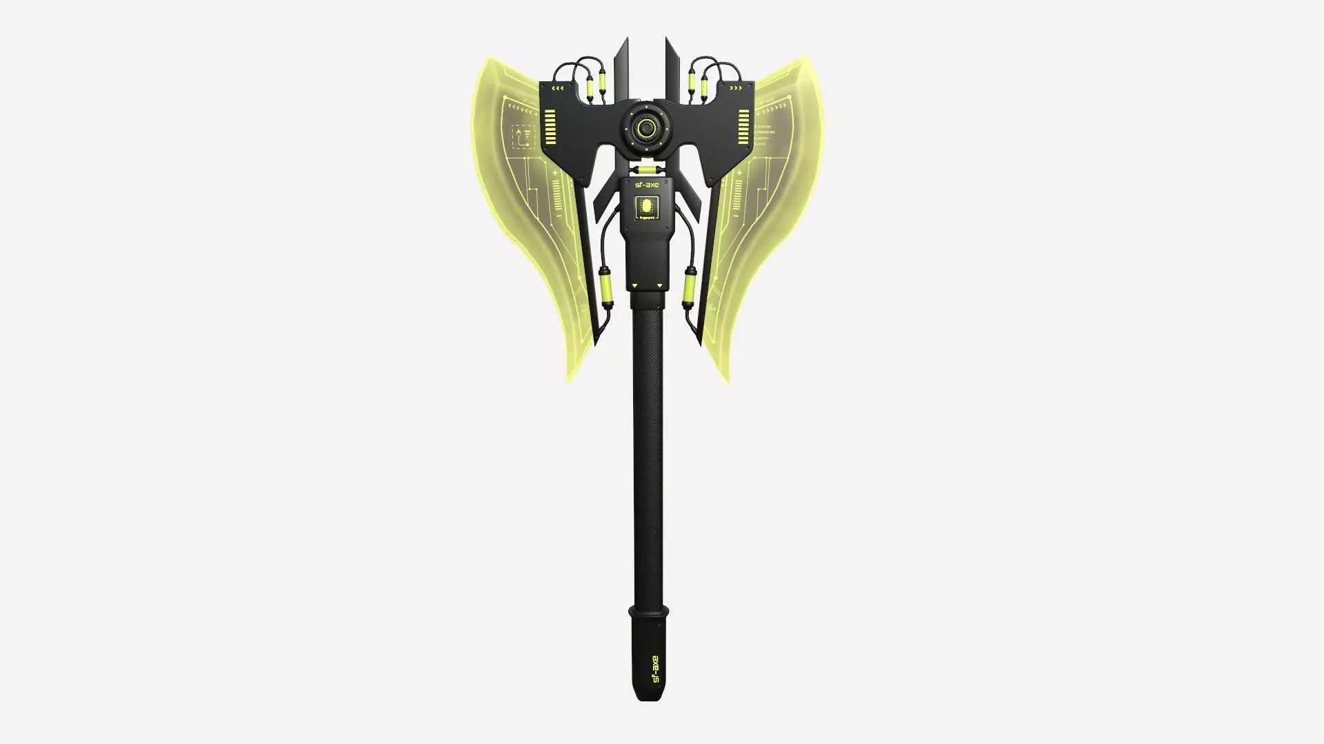 SciFi War Axe B05 Black Yellow - Sci Fi Weapon Design Low-poly 3D model_0