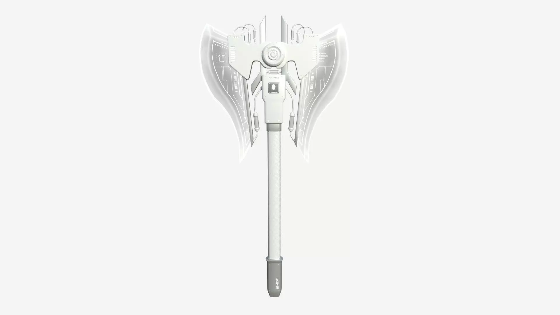 SciFi War Axe B06 Full White - Sci Fi Weapon Design Low-poly 3D model_0