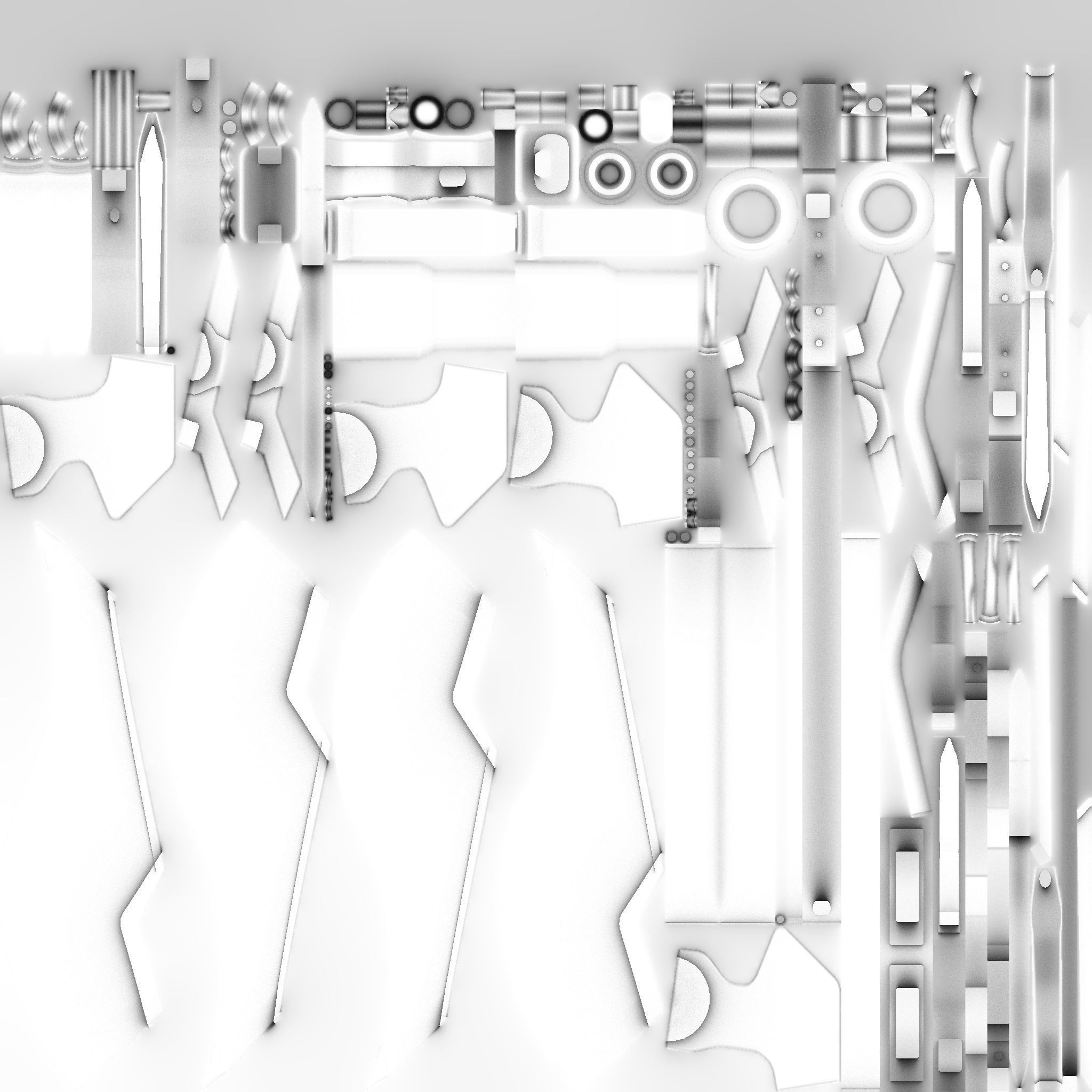 SciFi War Axe B06 Full White - Sci Fi Weapon Design Low-poly 3D model_19