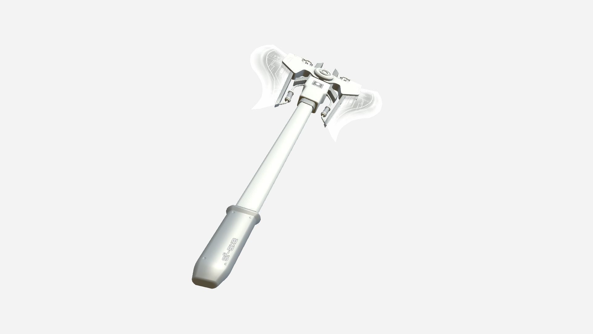 SciFi War Axe B06 Full White - Sci Fi Weapon Design Low-poly 3D model_2