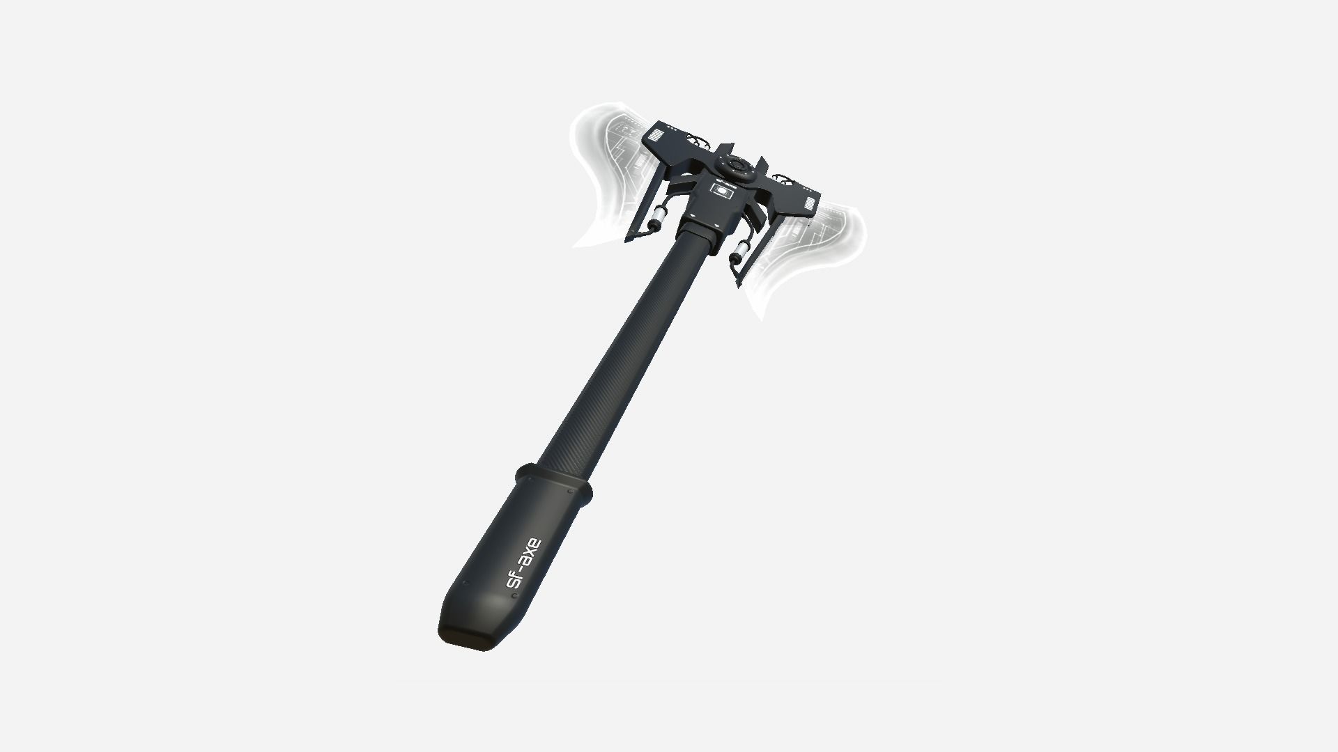 SciFi War Axe B07 Black White - Sci Fi Weapon Design Low-poly 3D model_2