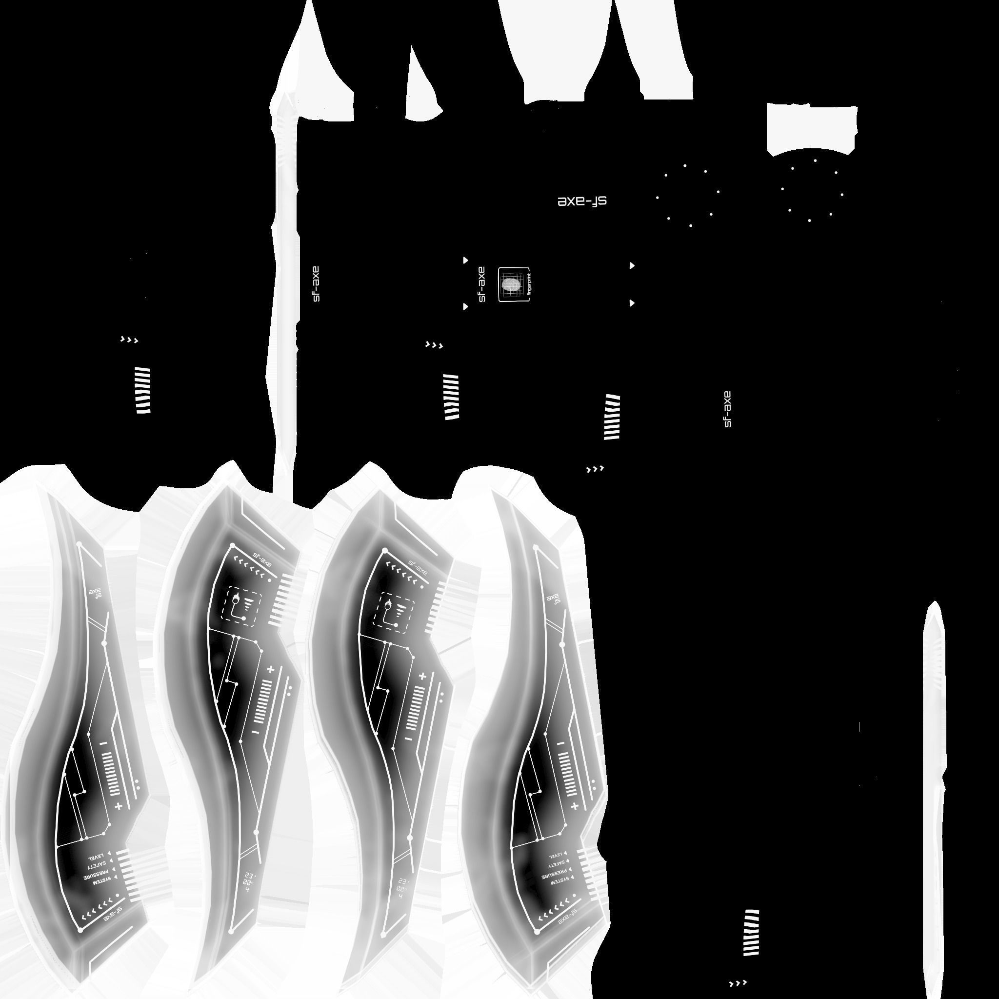 SciFi War Axe B07 Black White - Sci Fi Weapon Design Low-poly 3D model_21