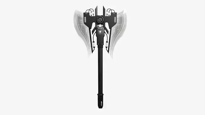 SciFi War Axe B07 Black White - Sci Fi Weapon Design Low-poly 3D model