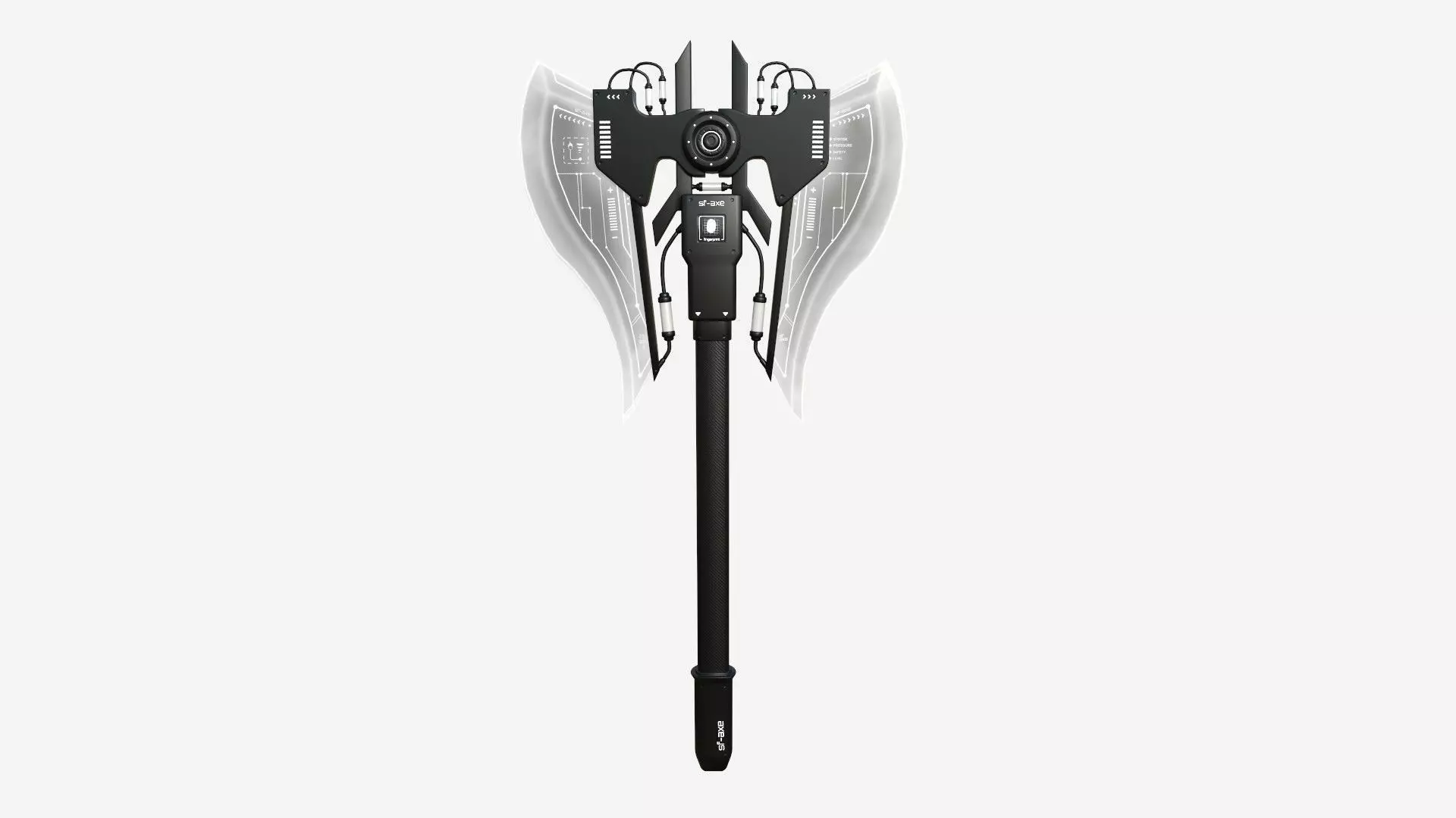 SciFi War Axe B07 Black White - Sci Fi Weapon Design Low-poly 3D model_0