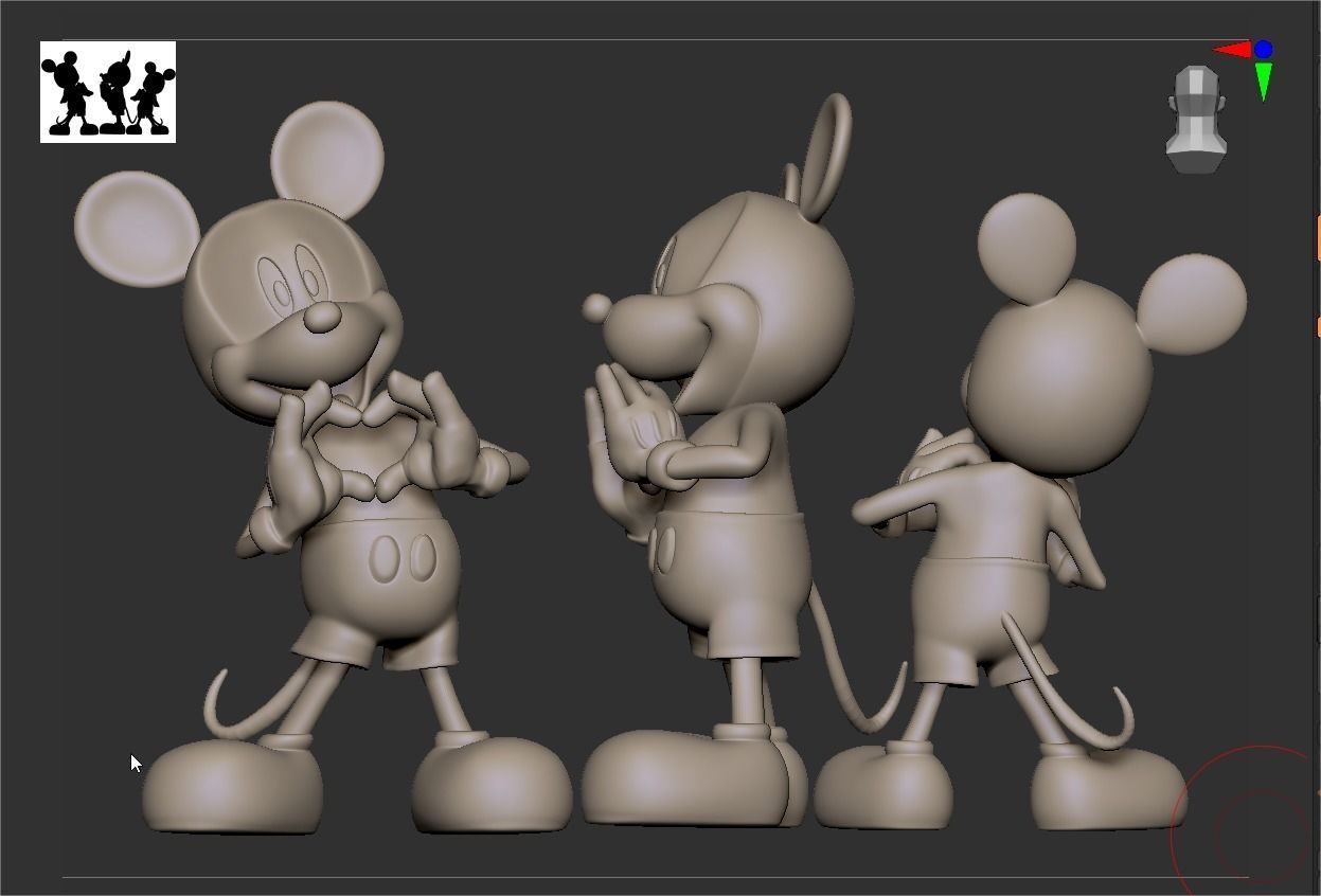mickey heart 3D print model_6