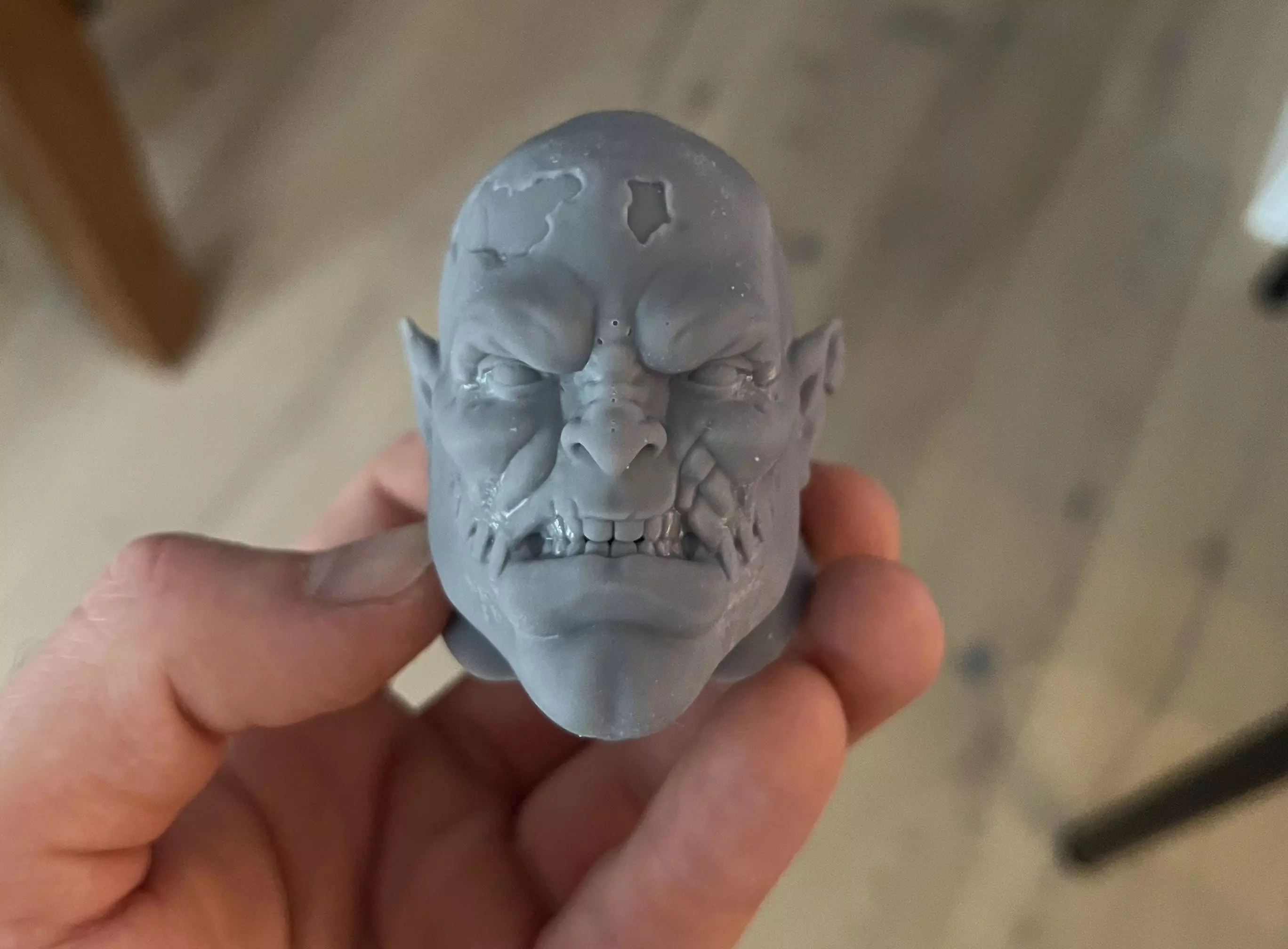 Cyborg Orc Head 3D print model_0