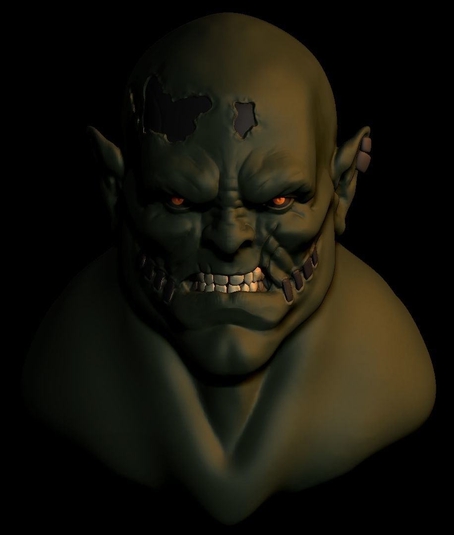 Cyborg Orc Head 3D print model_2