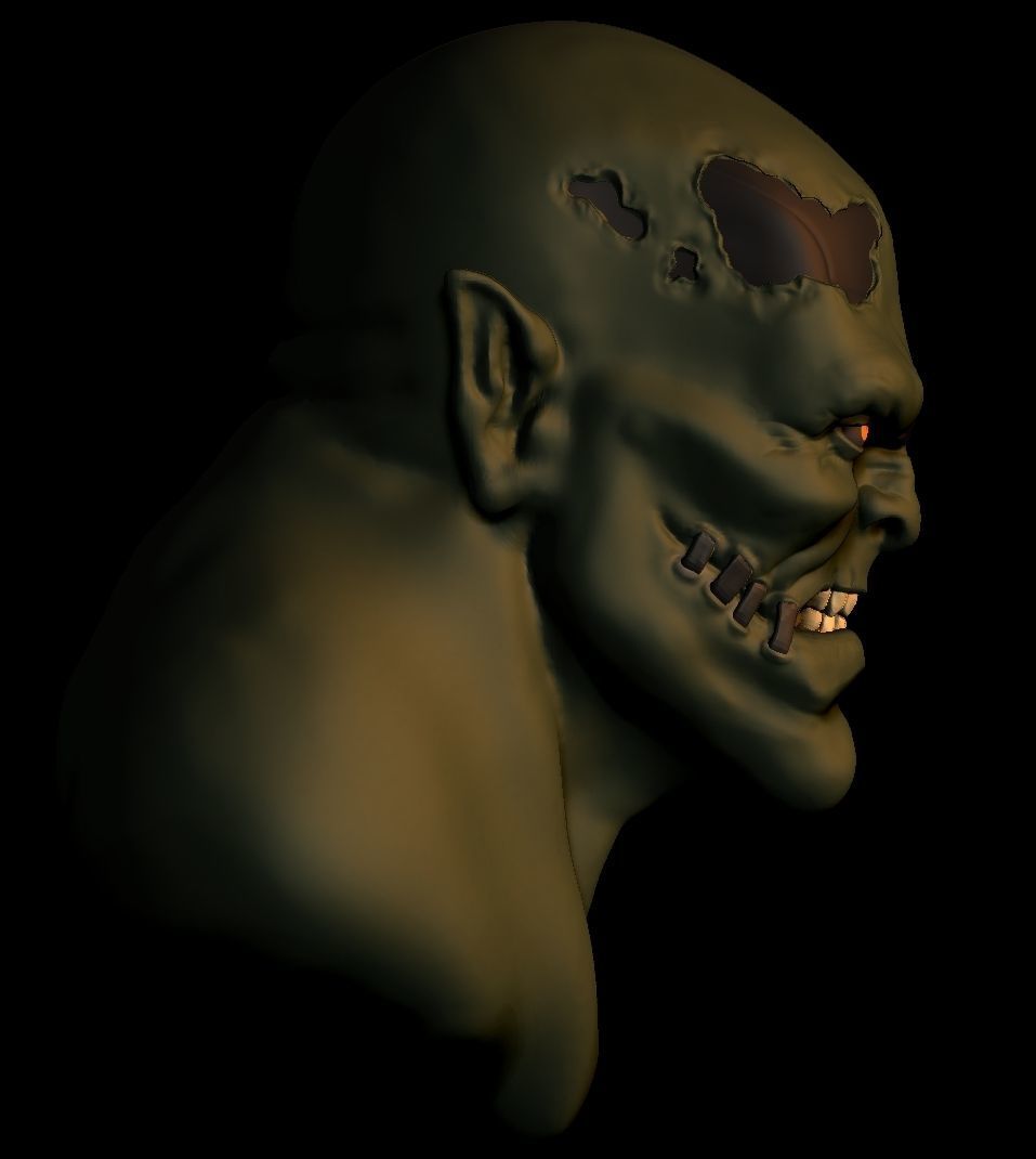 Cyborg Orc Head 3D print model_5