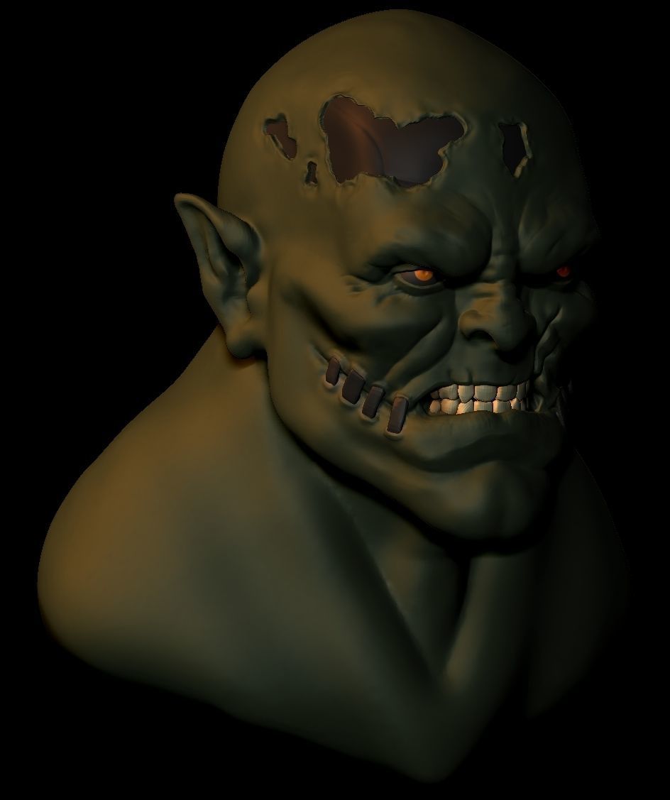 Cyborg Orc Head 3D print model_4