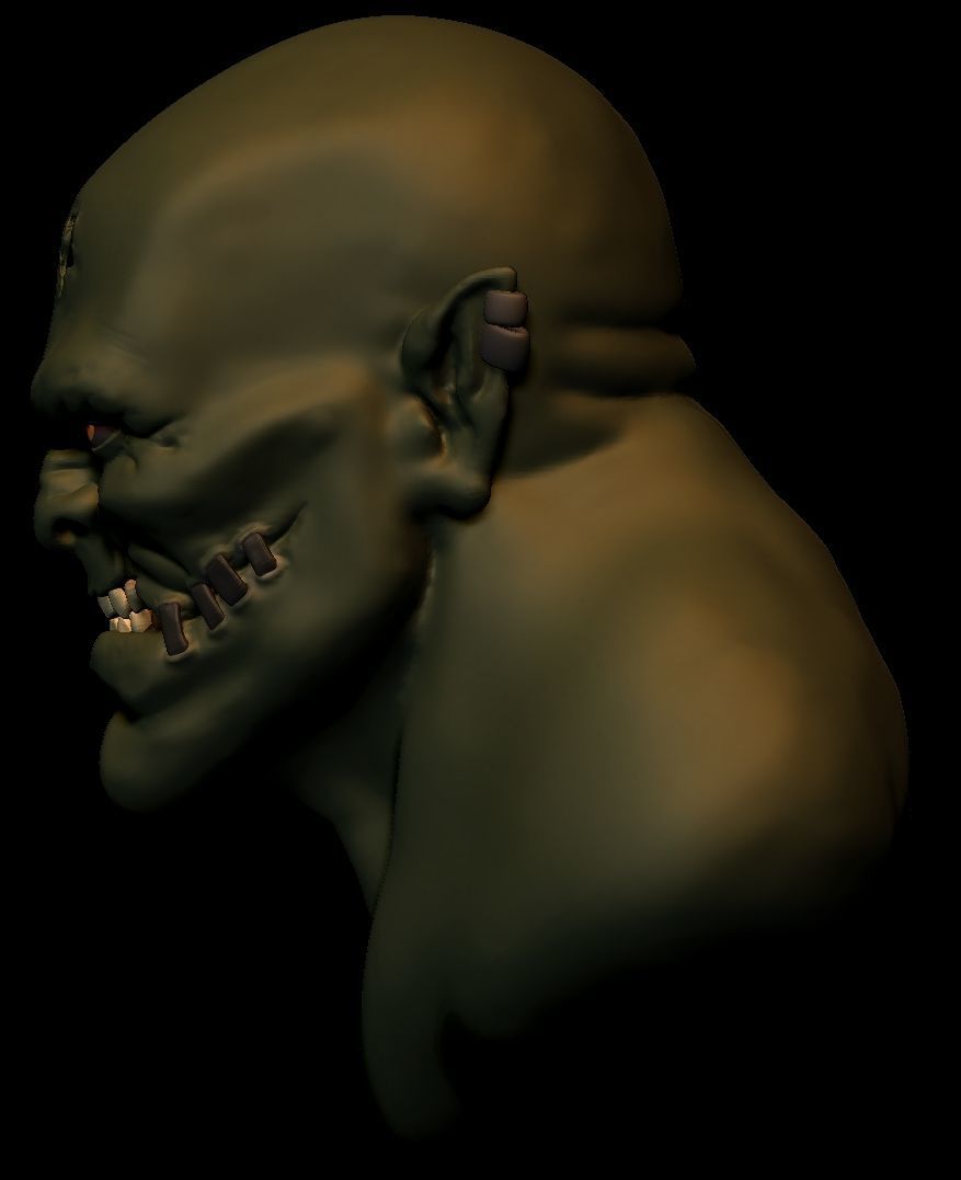 Cyborg Orc Head 3D print model_6