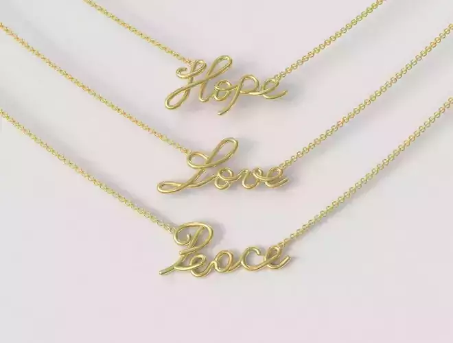 Love - Hope - Peace Necklaces 3D print model