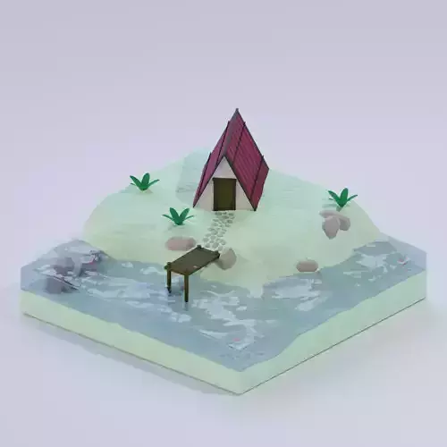 House on the beach Low-poly 3D model Low-poly 3D model
