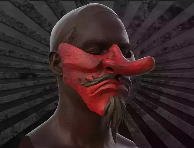 Japanese Tengu Half Mask Oni Demon Mask