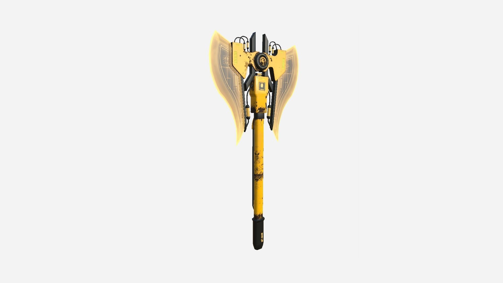 SciFi War Axe B08 Yellow - Sci Fi Weapon Design Low-poly 3D model_4