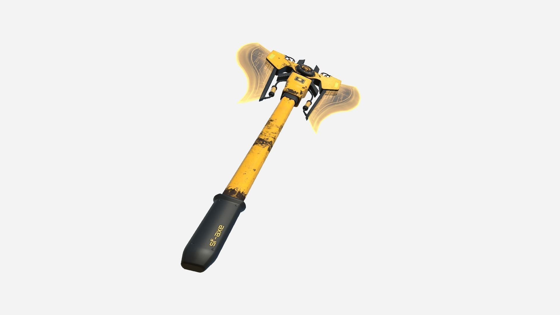 SciFi War Axe B08 Yellow - Sci Fi Weapon Design Low-poly 3D model_2