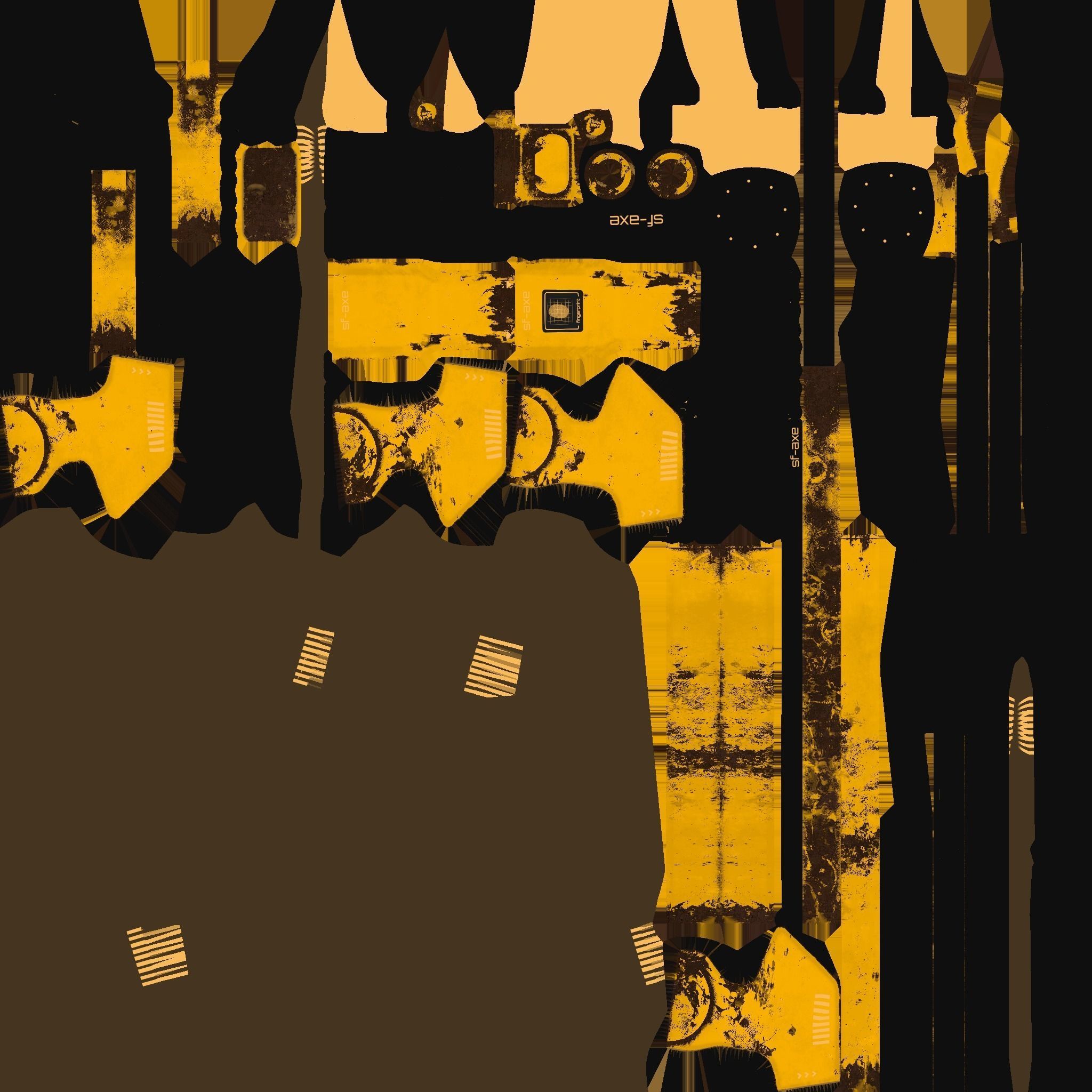 SciFi War Axe B08 Yellow - Sci Fi Weapon Design Low-poly 3D model_20