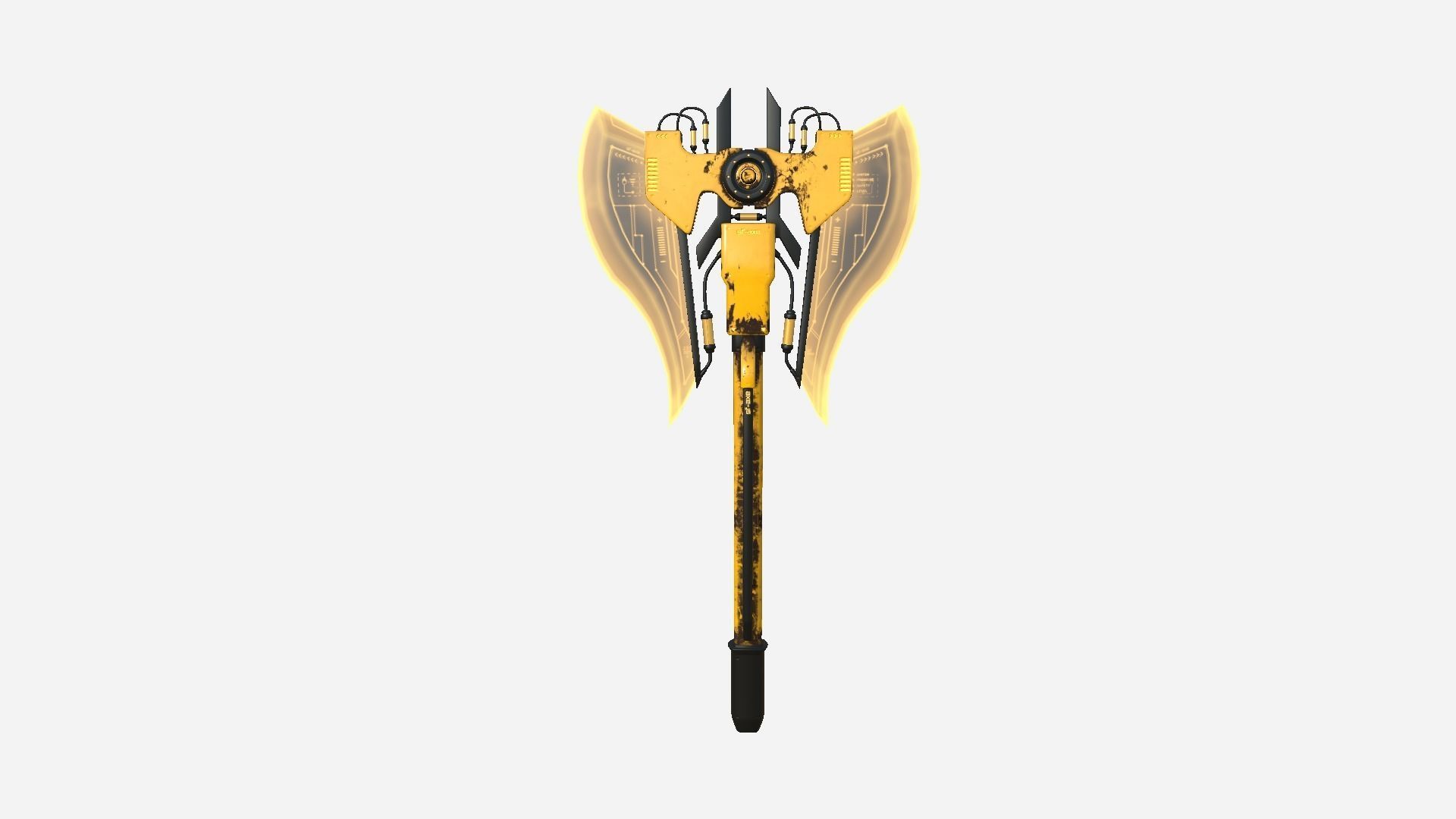 SciFi War Axe B08 Yellow - Sci Fi Weapon Design Low-poly 3D model_3