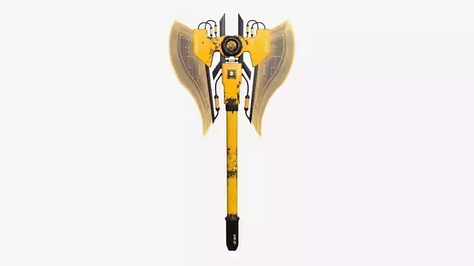 SciFi War Axe B08 Yellow - Sci Fi Weapon Design Low-poly 3D model