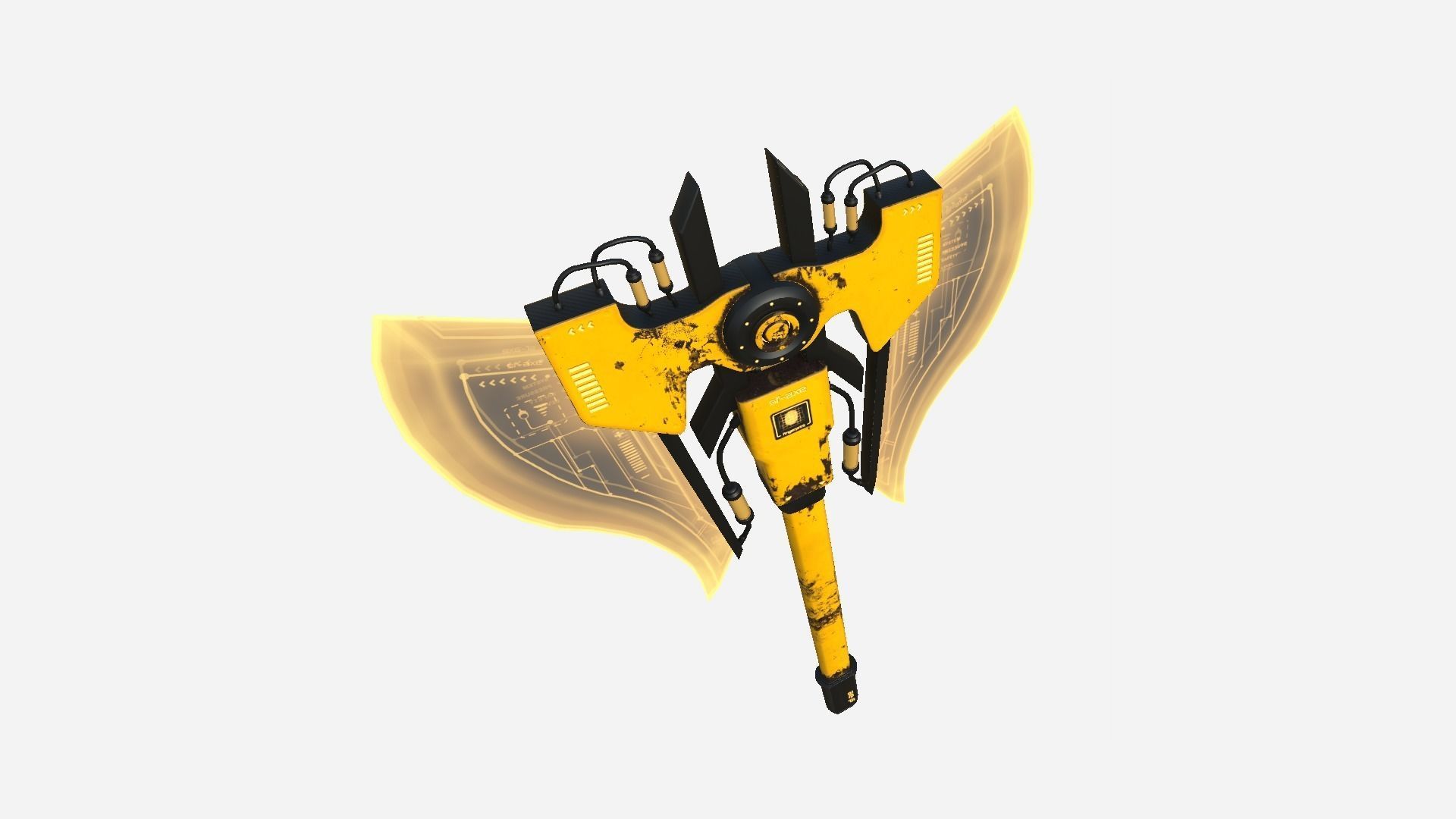 SciFi War Axe B08 Yellow - Sci Fi Weapon Design Low-poly 3D model_1