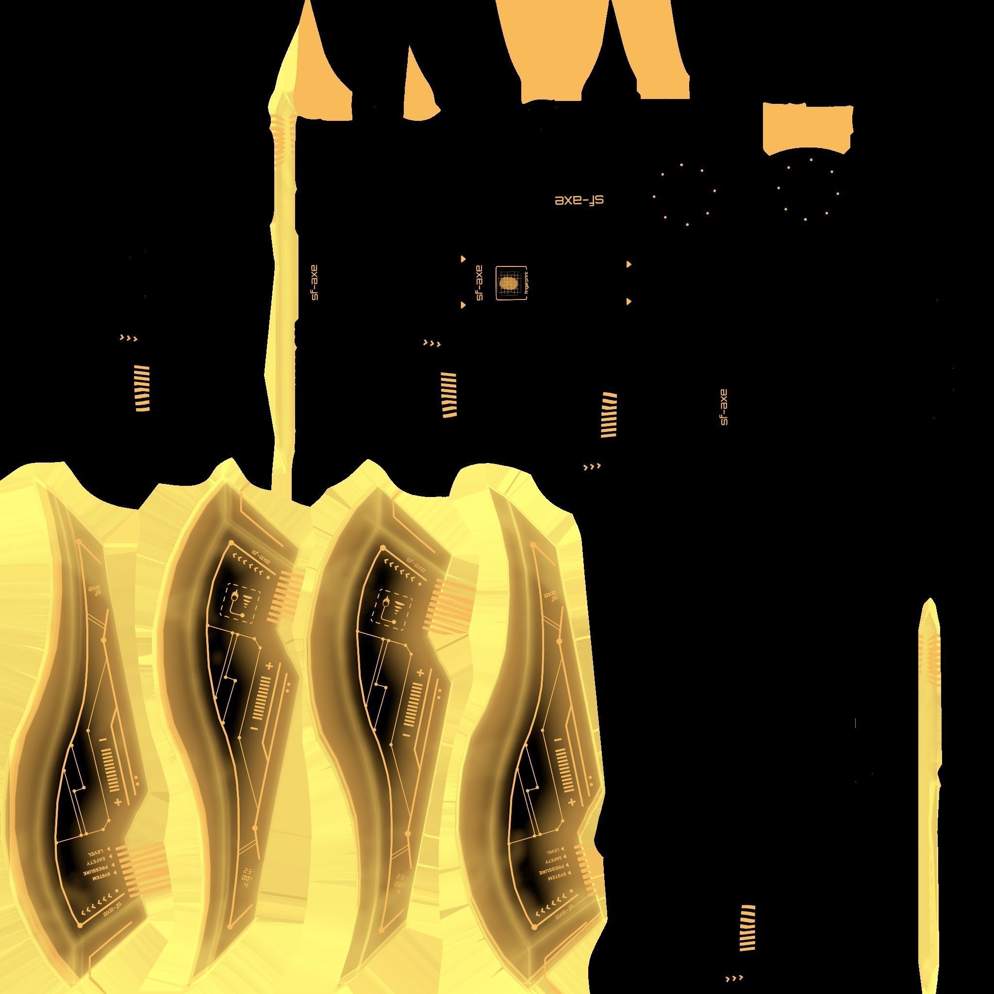 SciFi War Axe B08 Yellow - Sci Fi Weapon Design Low-poly 3D model_21