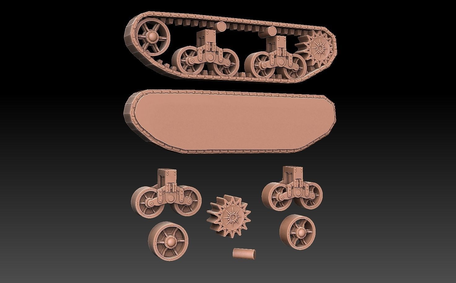 American WW2 Tank Tracks And Components 3D print model_16