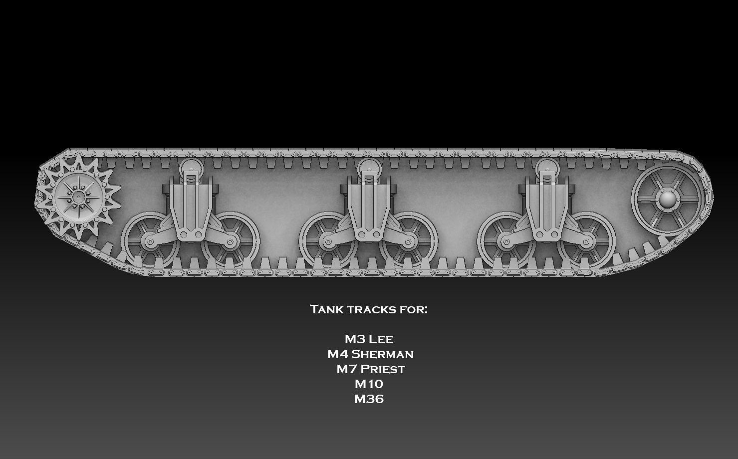 American WW2 Tank Tracks And Components 3D print model_3