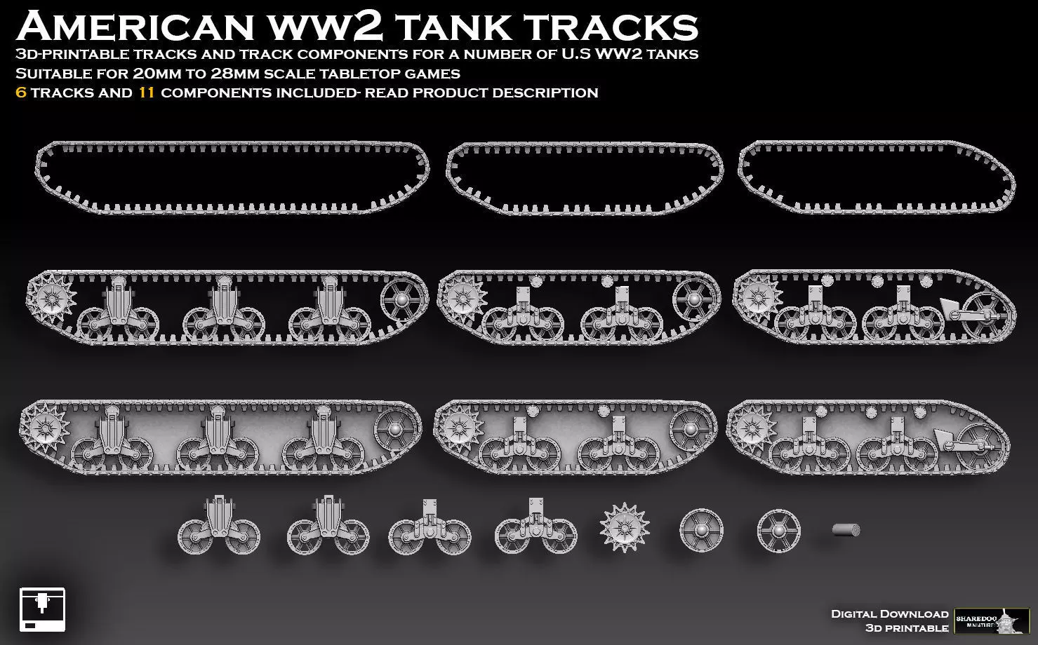 American WW2 Tank Tracks And Components 3D print model_0