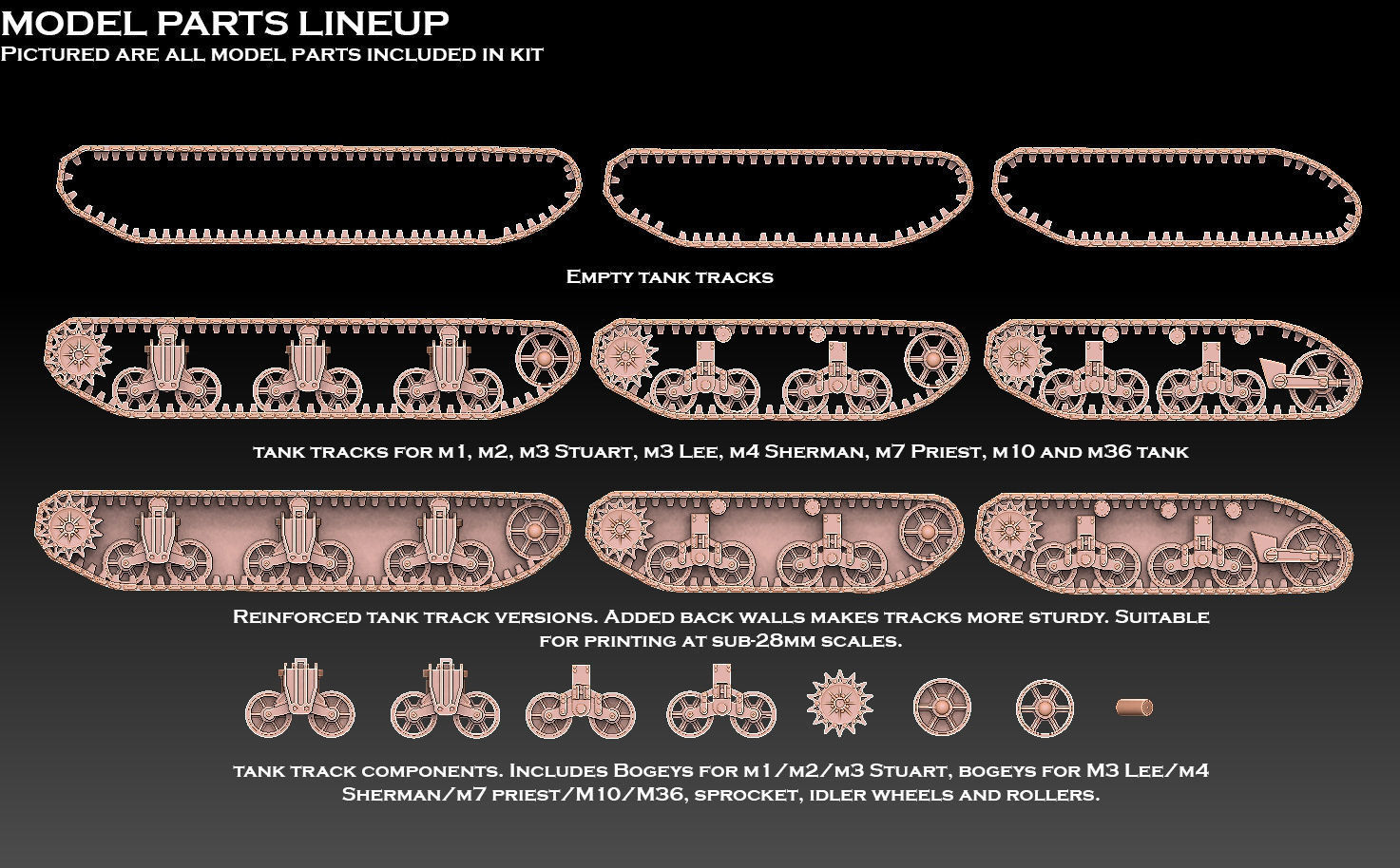 American WW2 Tank Tracks And Components 3D print model_1
