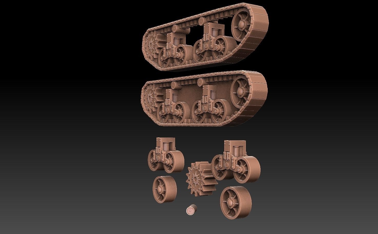 American WW2 Tank Tracks And Components 3D print model_15