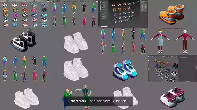 characters-1 and  sneakers