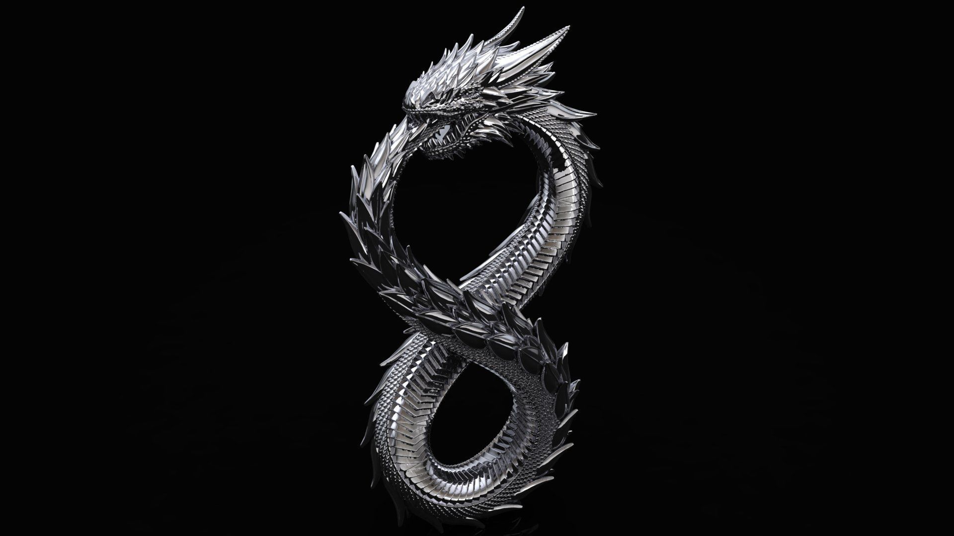 Uroboros Dragon eating its own tail pendant 3D print model_2