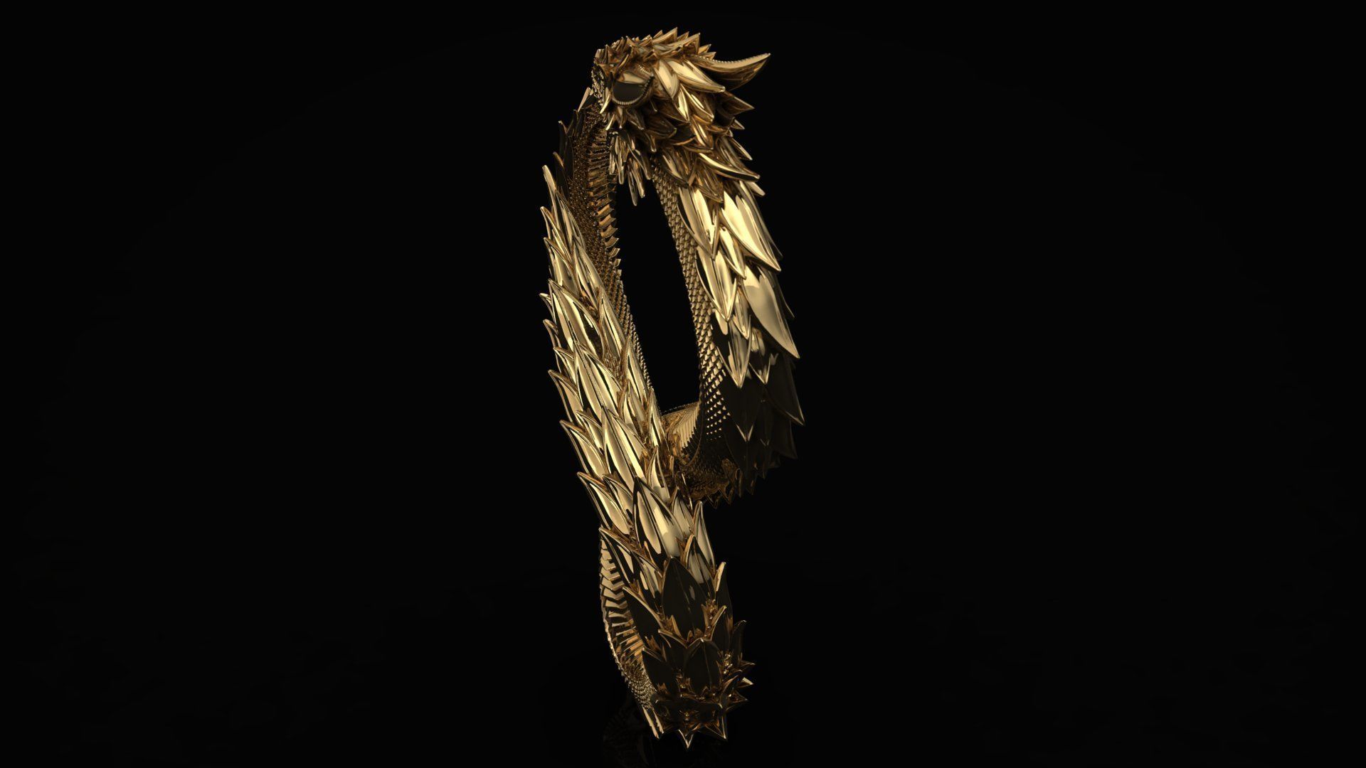 Uroboros Dragon eating its own tail pendant 3D print model_5