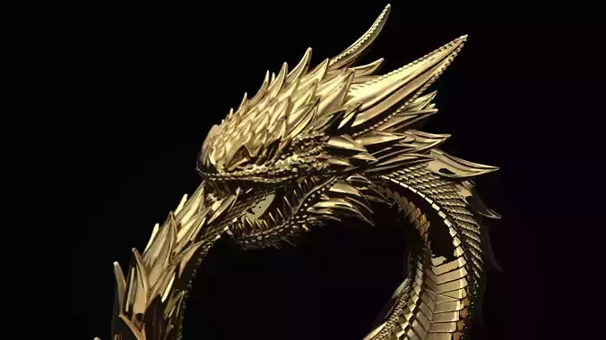Uroboros Dragon eating its own tail pendant 3D print model
