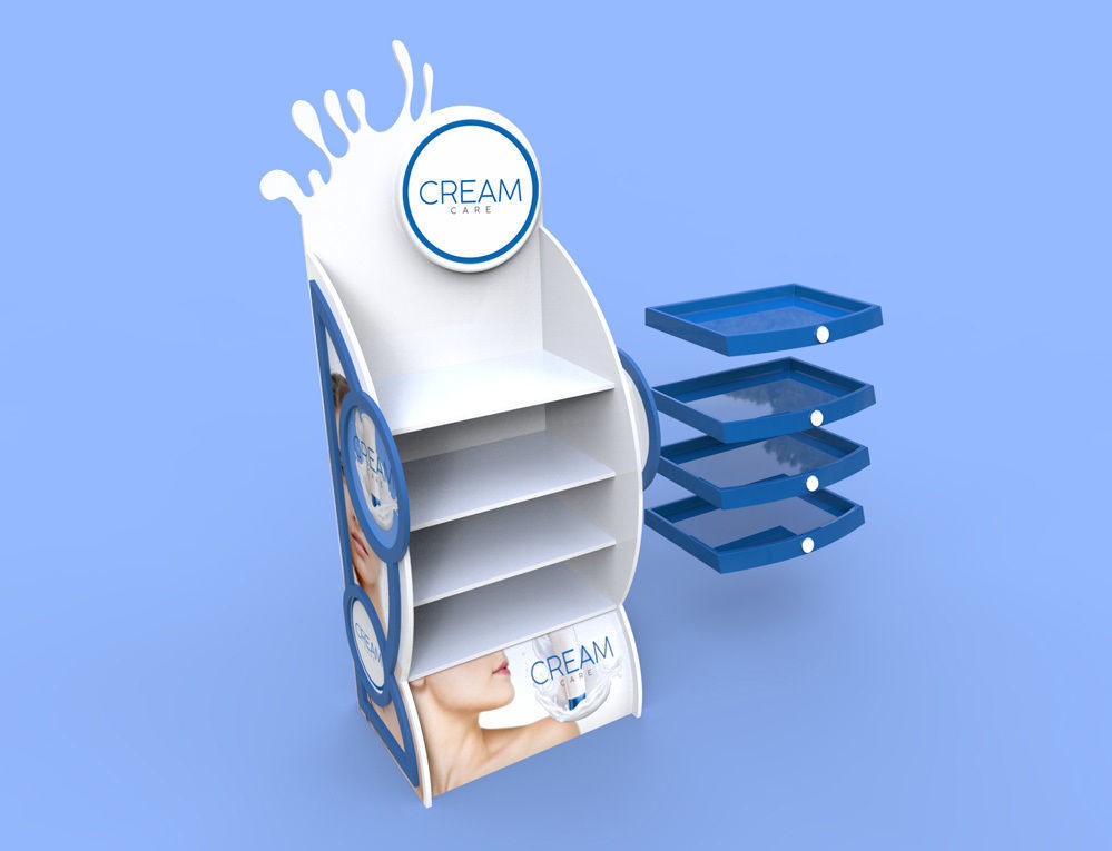 POS Stand Display Cream Package 3D model_7