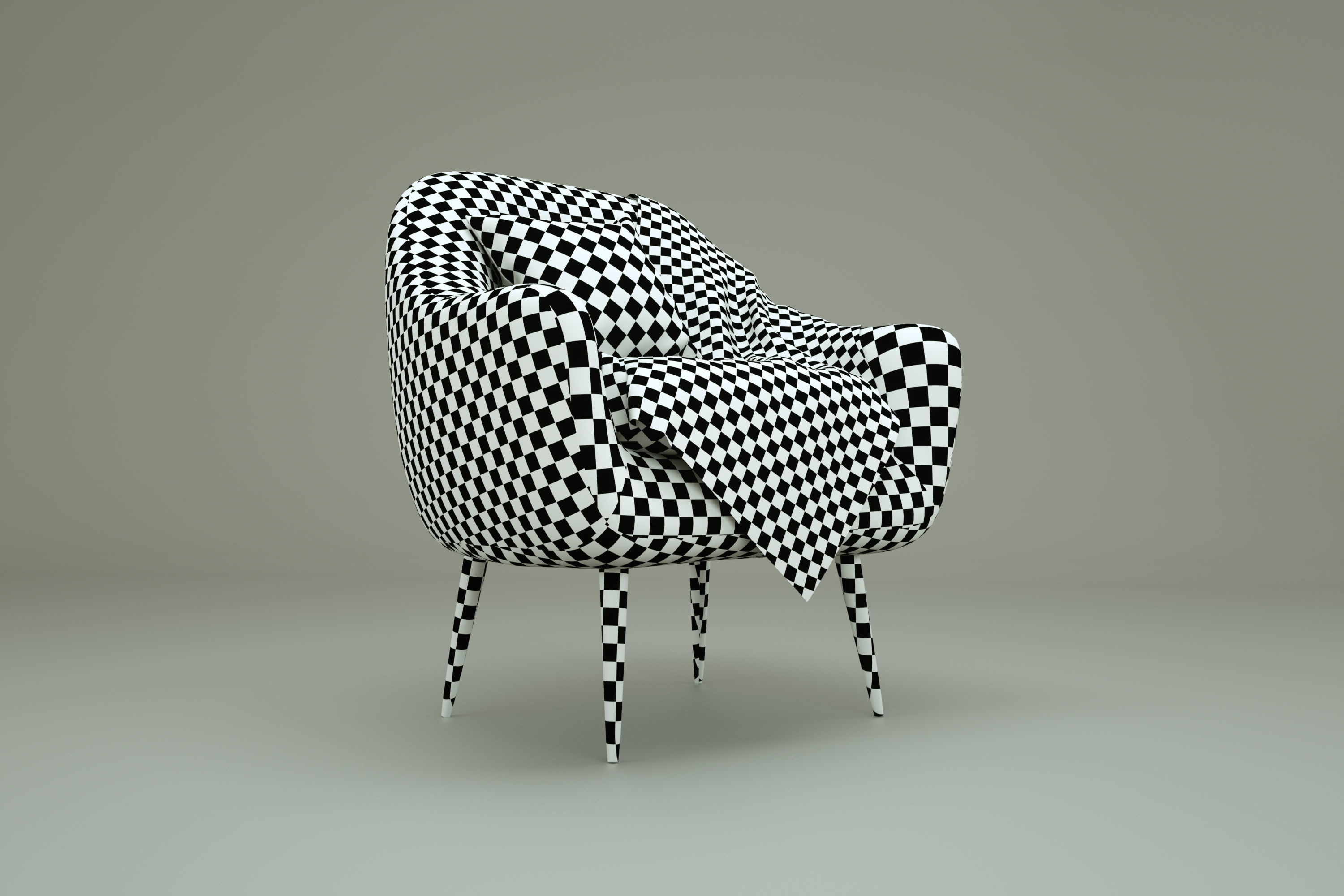 Chair and table with candle 3D model_3