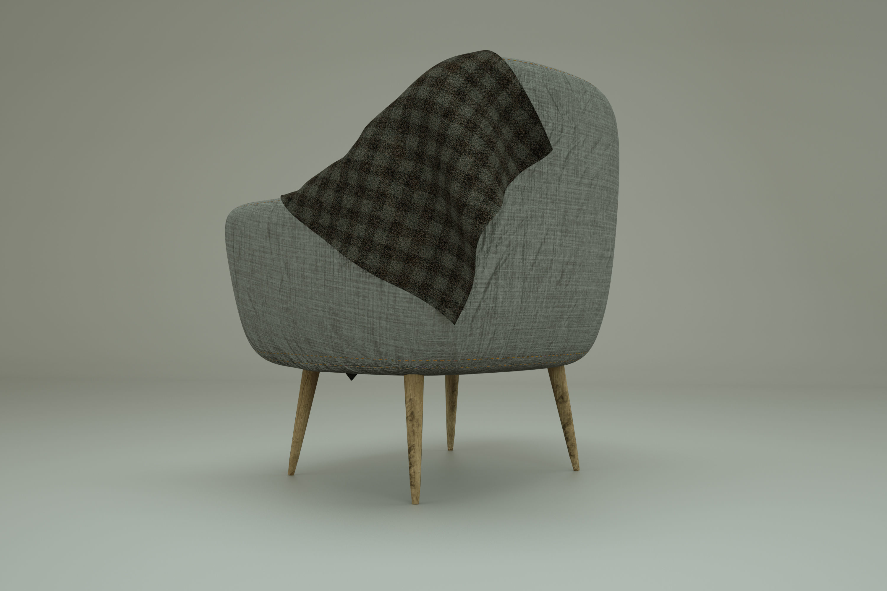 Chair and table with candle 3D model_6