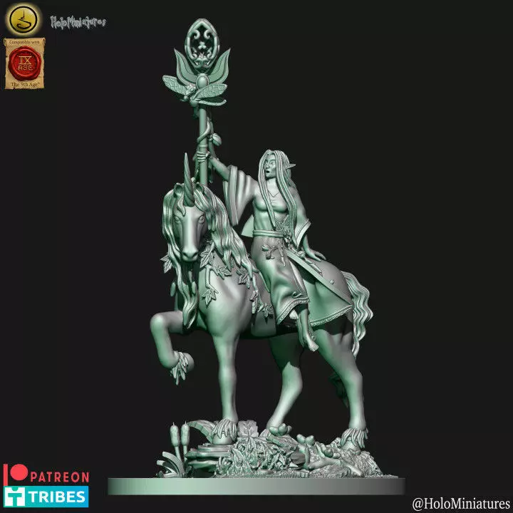 Wood elves mage on unicorn 3D print model_0