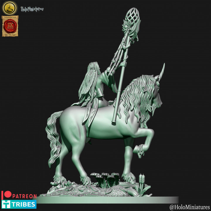 Wood elves mage on unicorn 3D print model_4