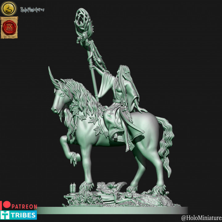 Wood elves mage on unicorn 3D print model_1