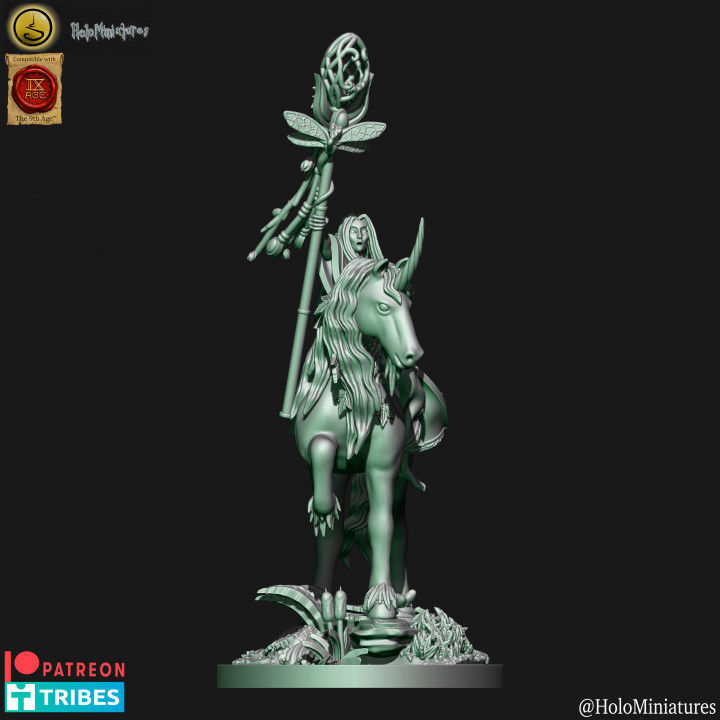 Wood elves mage on unicorn 3D print model_2