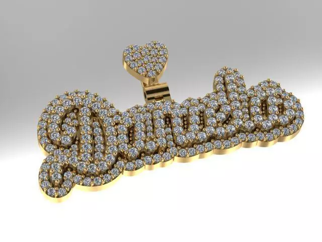 Daniela Pendant With Stones Heart Bail Gold 3D print model_0