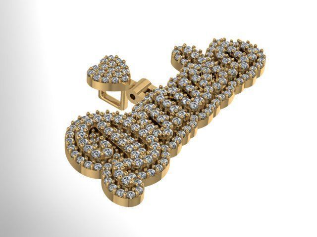 Daniela Pendant With Stones Heart Bail Gold 3D print model_1