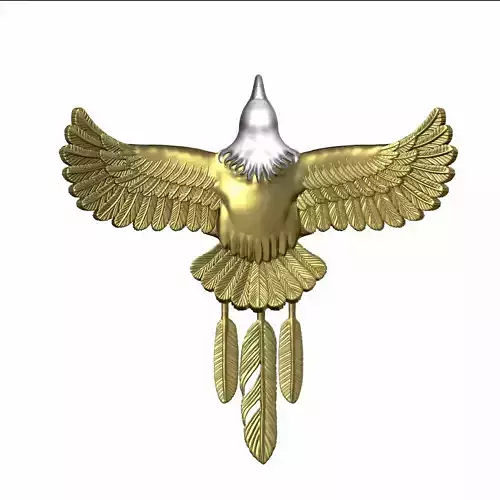 EAGLE PENDANT WITH FEATHER DROPS WIDE AND NARROW 3D print model