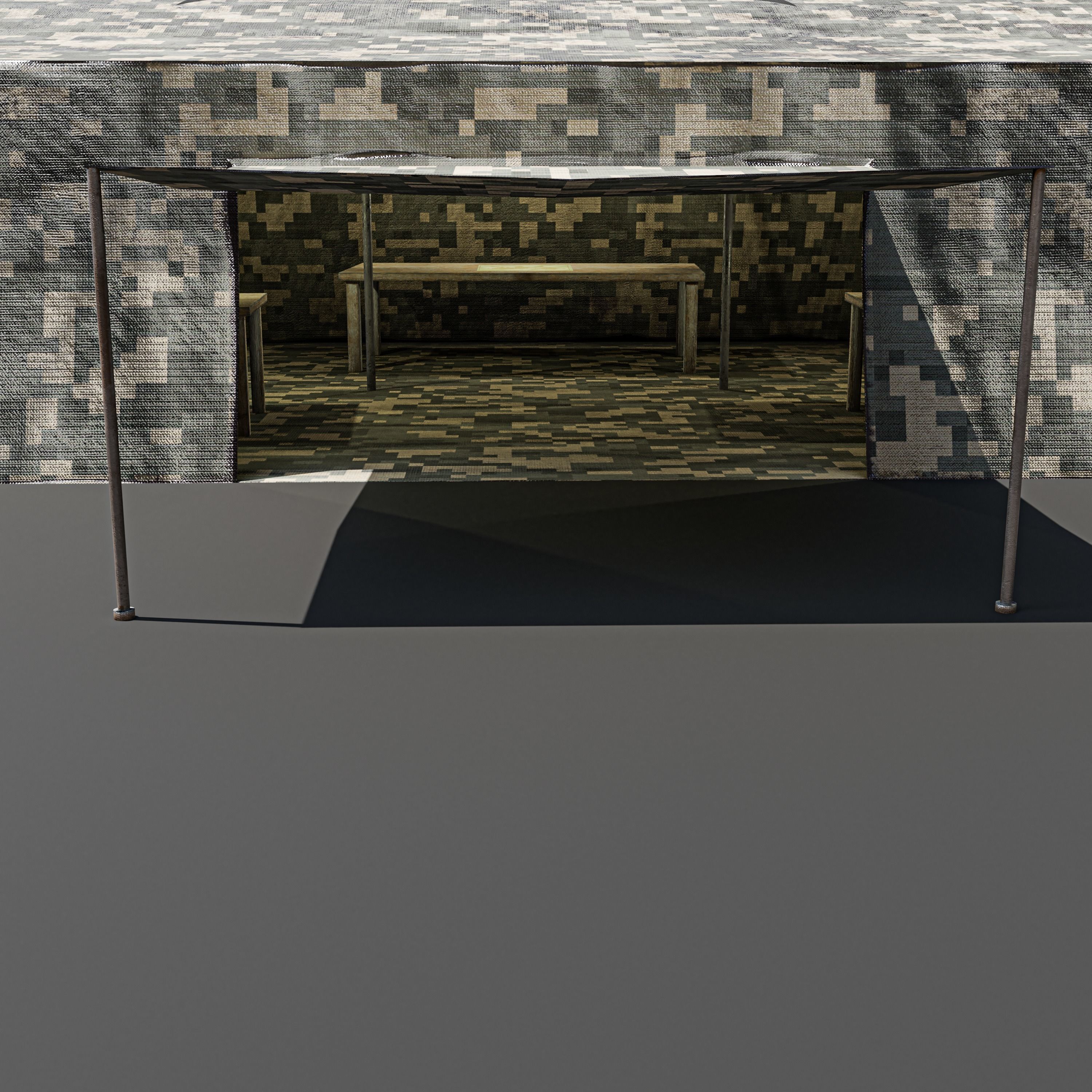 Army Tent Low-poly 3D model_10