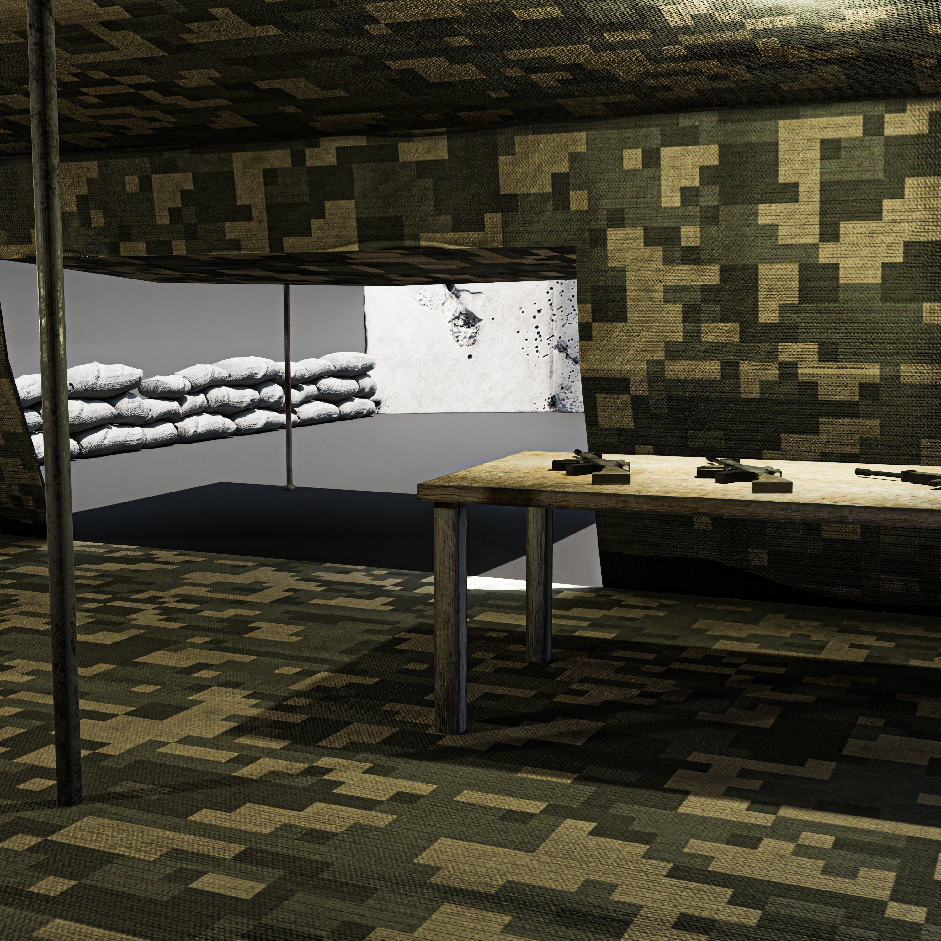 Army Tent Low-poly 3D model_9