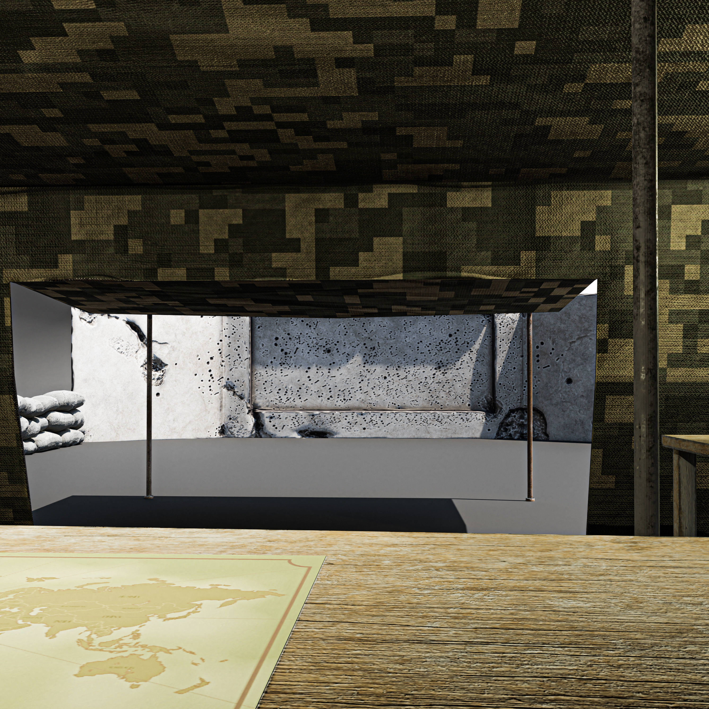 Army Tent Low-poly 3D model_7