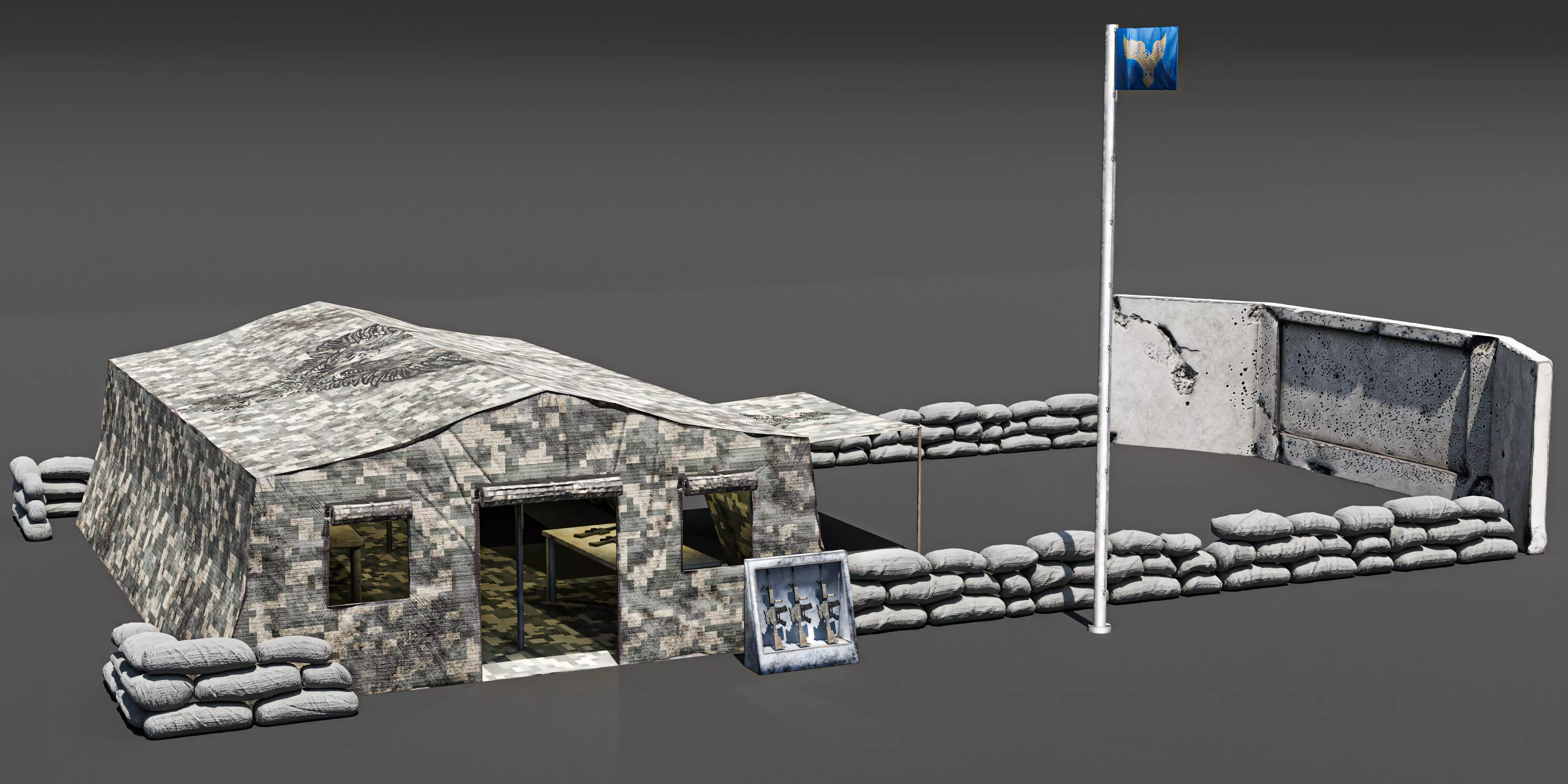 Army Tent Low-poly 3D model_0